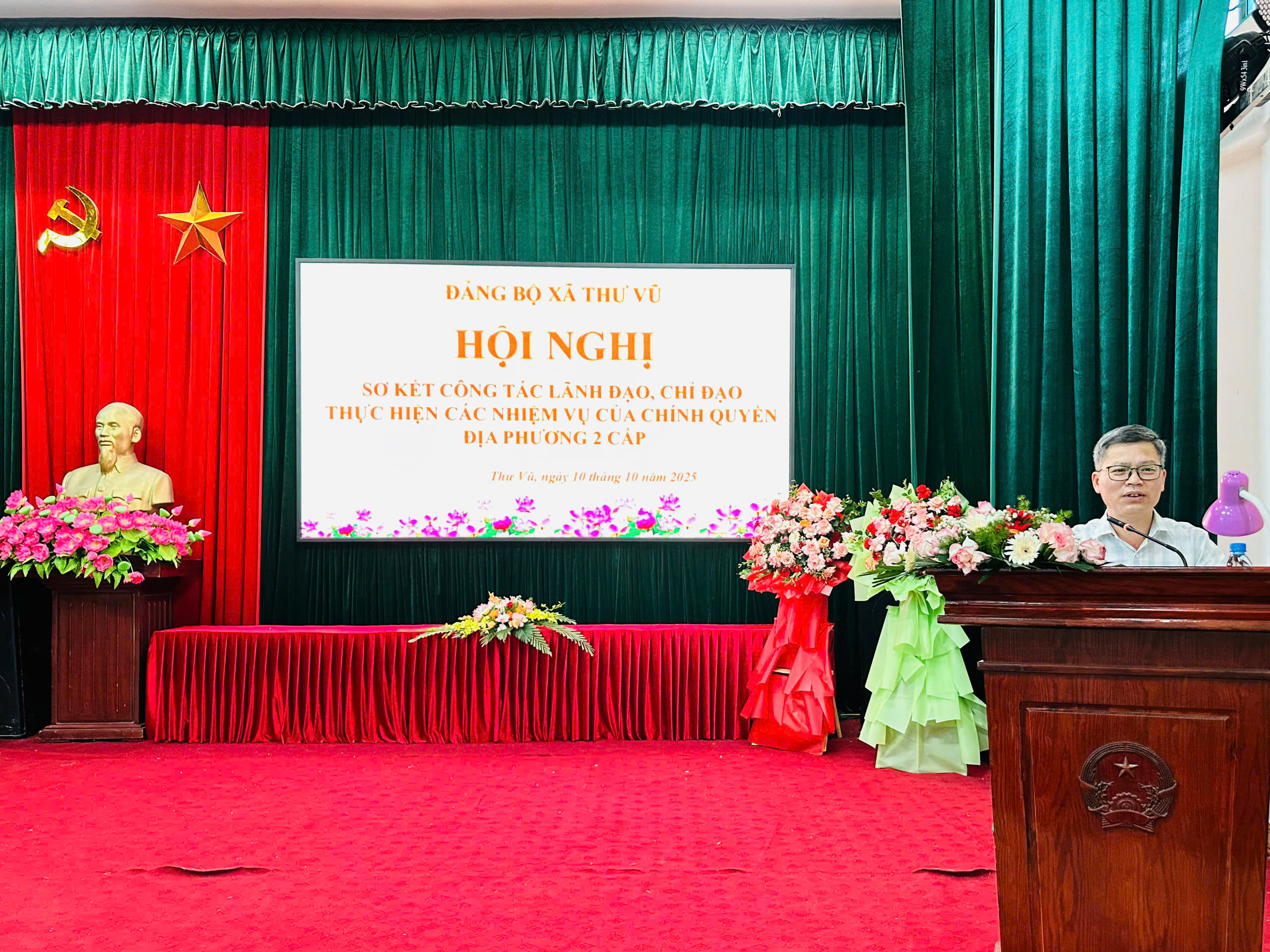 Đảng bộ xã Thư Vũ sơ kết công tác lãnh đạo chỉ đạo thực hiện các nhiệm vụ của chính quyền địa phương 2 cấp