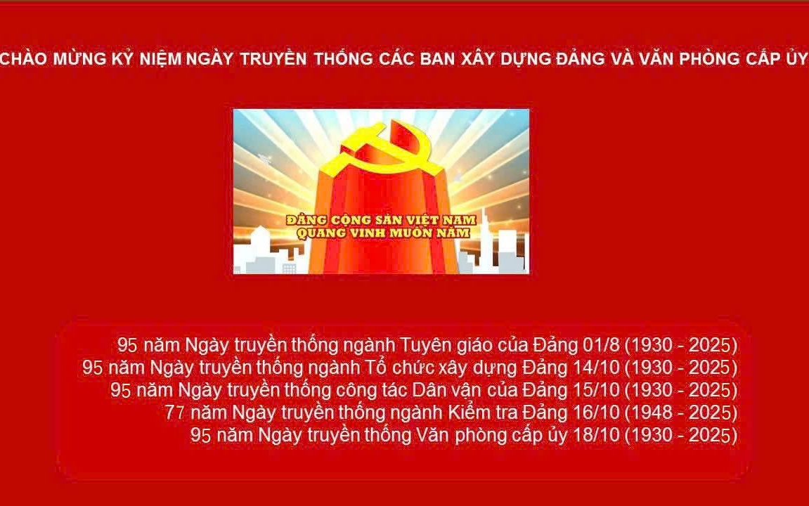 BÀI TUYÊN TRUYỀN KỶ NIỆM   95 NĂM NGÀY TRUYỀN THỐNG NGÀNH TỔ CHỨC, DÂN VẬN, VĂN PHÒNG CẤP ỦY  77 NĂM NGÀY THÀNH LẬP NGÀNH KIỂM TRA CỦA ĐẢNG
