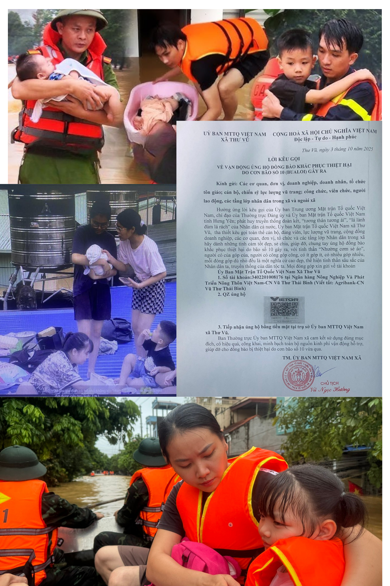 LỜI KÊU GỌI CỦA ỦY BAN MẶT TRẬN TỔ QUỐC VIỆT NAM XÃ THƯ VŨ VẬN ĐỘNG ĐỒNG BÀO KHẮC PHỤC HẬU QUẢ CƠN BÃO SỐ 10