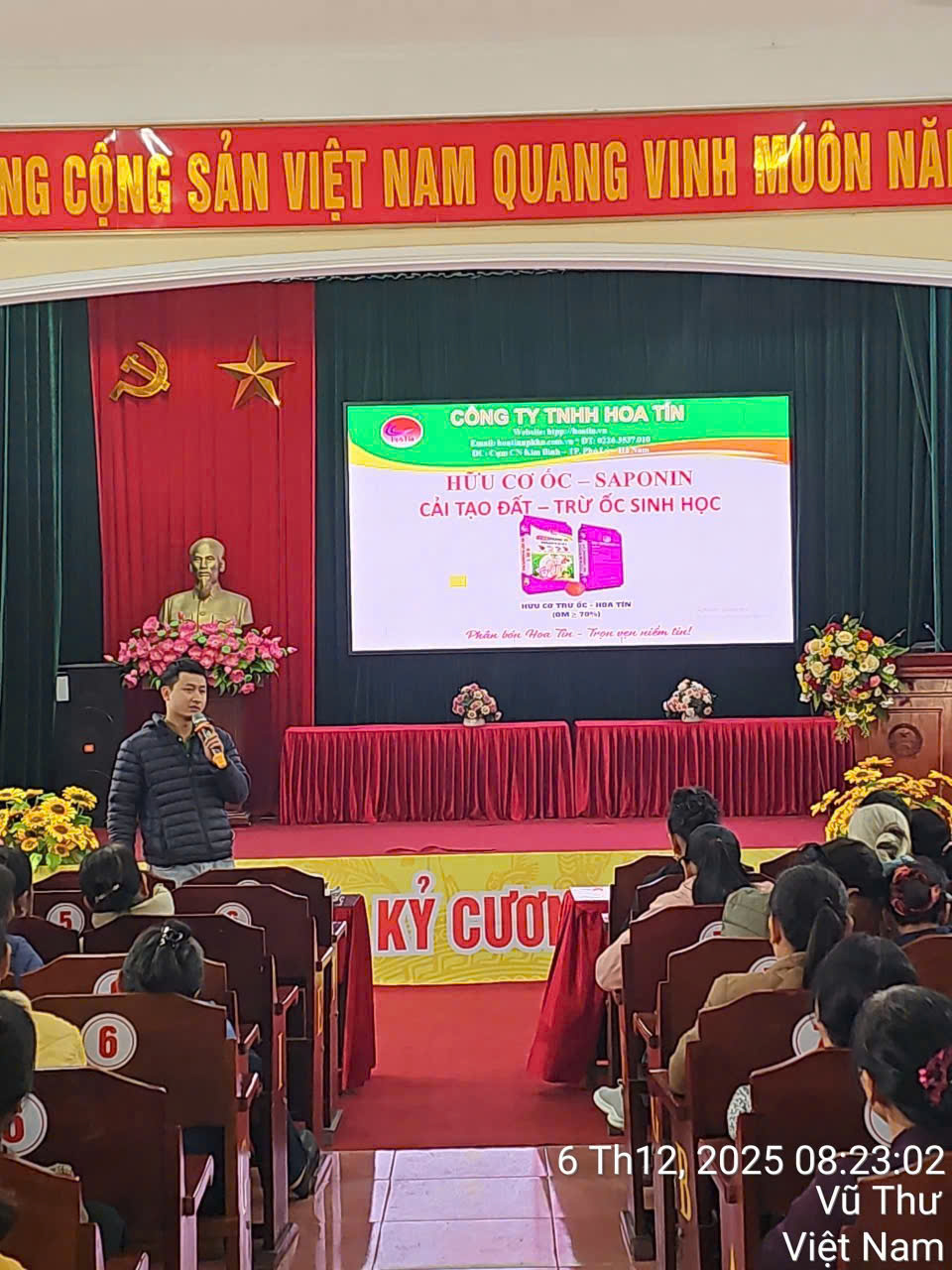 Hội LHPN xã Thư Vũ phối hợp với Công ty TNHH Hoa Tín tổ chức hội nghị chuyển giao KHKT về phương pháp sử dụng phân bón trong sản xuất nông nghiệp vụ Xuân năm 2026