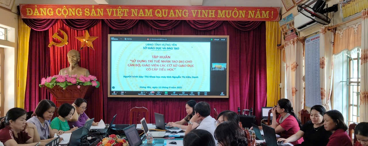 Trường Tiểu học Vũ Hội tham dự Hội nghị trực tuyến “Tập huấn sử dụng trí tuệ nhân tạo (AI) cho cán bộ, giáo viên các cơ sở giáo dục có cấp Tiểu học”