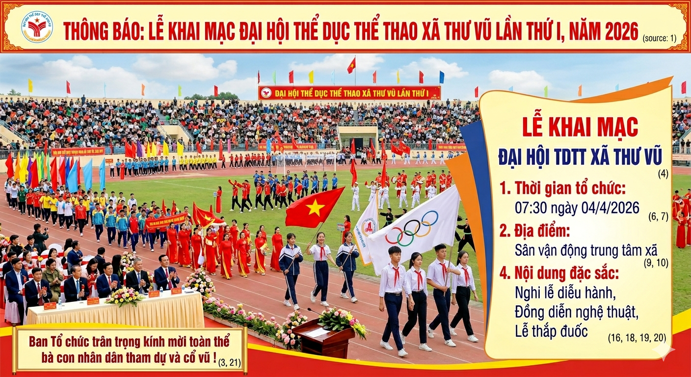 LỄ KHAI MẠC ĐẠI HỘI THỂ DỤC THỂ THAO XÃ THƯ VŨ LẦN THỨ I, NĂM 2026