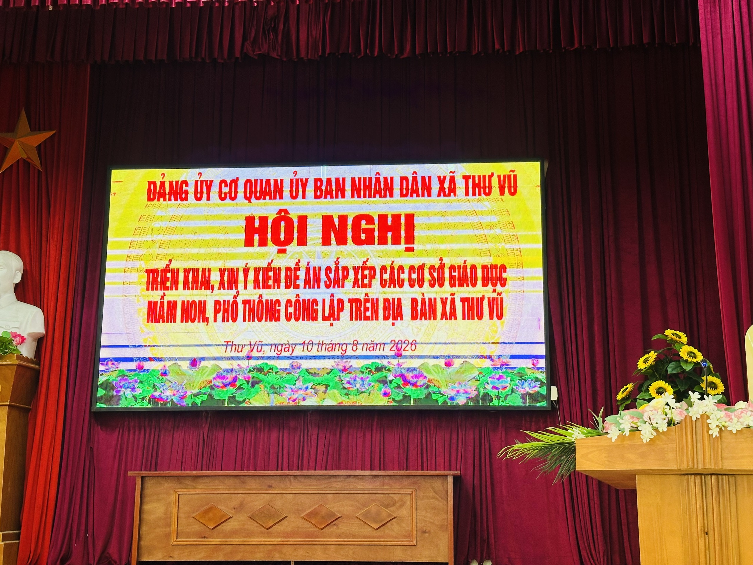 ĐẢNG UỶ - UBND XÃ THƯ VŨ TỔ CHỨC HỘI NGHỊ LẤY Ý KIẾN VỀ ĐỀ ÁN SẮP XẾP CÁC CƠ SỞ GIÁO DỤC TRÊN ĐỊA BÀN