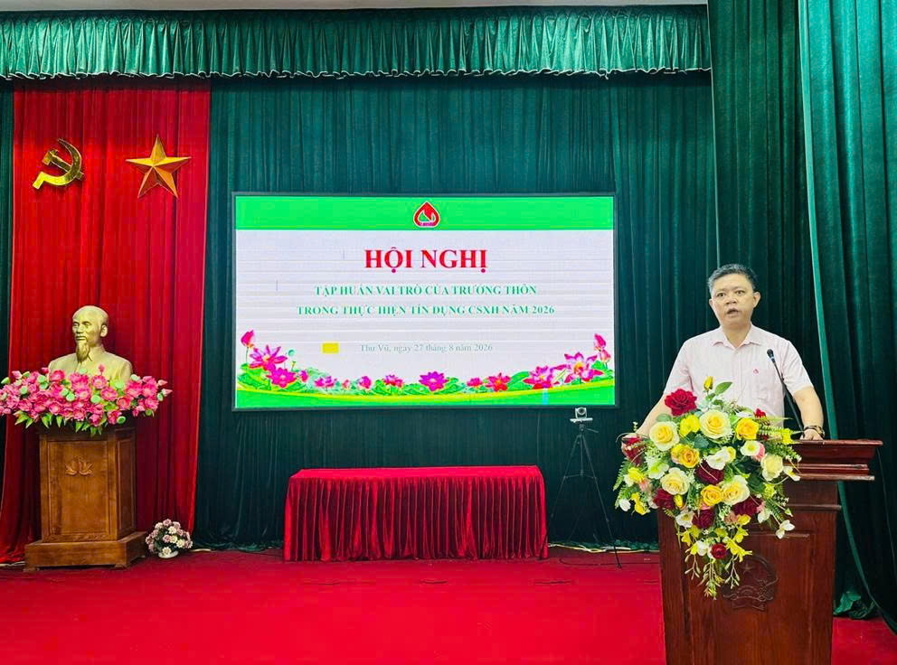 XÃ THƯ VŨ PHỐI HỢP CÙNG NGÂN HÀNG CHÍNH SÁCH XÃ HỘI VŨ THƯ TỔ CHỨC TẬP HUẤN NGHIỆP VỤ TÍN DỤNG CHÍNH SÁCH CHO TRƯỞNG THÔN TRÊN ĐỊA BÀN 2 XÃ THƯ VŨ, VŨ TIÊN NĂM 2026